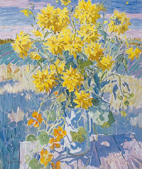 unknow artist September Yellow flowers